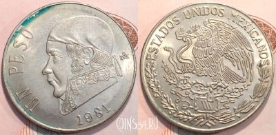 Мексика 1 песо 1981 года, KM# 460, 116-125