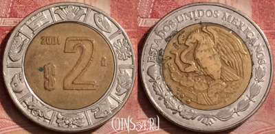 Мексика 2 песо 2001 года, KM# 604, 066l-025