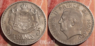 Монако 5 франков 1945 года, KM# 122, 229-071