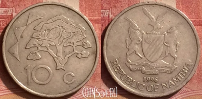 Намибия 10 центов 1996 года, KM# 2, 259l-129