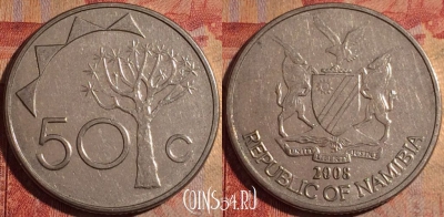 Намибия 50 центов 2008 года, KM# 3, 175a-142