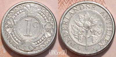 Нидерландские Антиллы 1 цент 2001 года, KM 32, 119-053