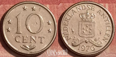 Антильские острова 10 центов 1976 года, KM# 10, 395-143