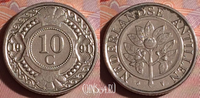 Антильские острова 10 центов 1991 года, KM# 34, 112f-125