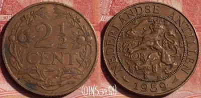 Антильские острова 2 1/2 цента 1959 г., KM# 5, 392-085