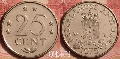 Антильские острова 25 центов 1975 года, KM# 11, 395-108