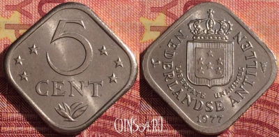 Антильские острова 5 центов 1977 года, KM# 13, 295i-142