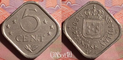 Антильские острова 5 центов 1984 года, KM# 13, 136g-035
