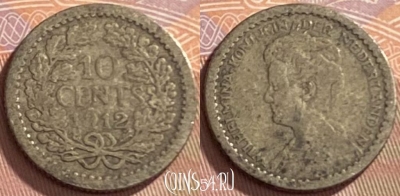 Нидерланды 10 центов 1912 года Ag, KM# 145, 216p-113