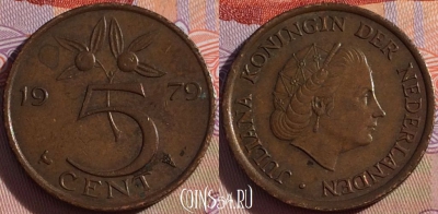 Нидерланды 5 центов 1979 года, KM# 181, 103b-129