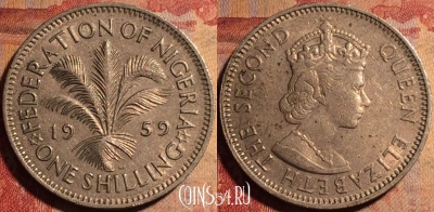 Нигерия 1 шиллинг 1959 года, KM# 5, 175a-044