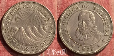 Никарагуа 25 сентаво 1972 года, KM# 18.3, 440-113