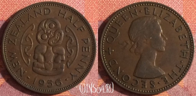 Новая Зеландия 1/2 пенни 1956 года, KM# 23.2, 342-074