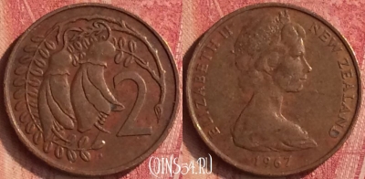 Новая Зеландия 2 цента 1967 года, KM# 32, 339n-118
