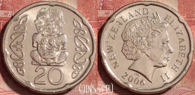 Новая Зеландия 20 центов 2006 года, KM# 118a, 331k-120