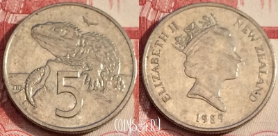 Новая Зеландия 5 центов 1989 года, KM# 60, 069b-060