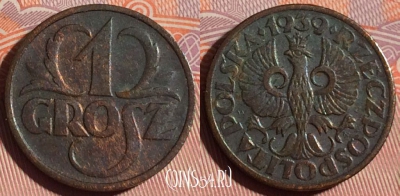 Польша 1 грош 1939 года, Y# 8a, 119d-143