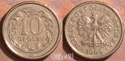 Польша 10 грошей 1999 года, Y# 279, 374k-010