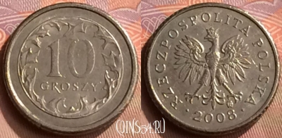 Польша 10 грошей 2008 года, Y# 279, 418-022