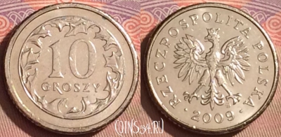 Польша 10 грошей 2009 года, Y# 279, 103l-096