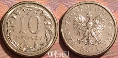 Польша 10 грошей 2011 года, Y# 279, 236l-009