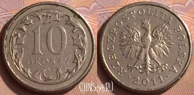 Польша 10 грошей 2011 года, Y# 279, 450-111