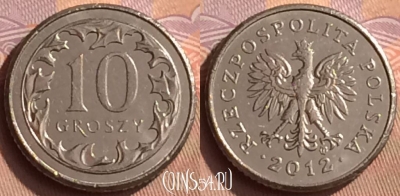 Польша 10 грошей 2012 года, Y# 279, 450-019