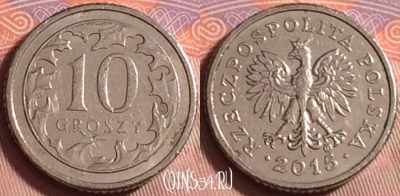 Польша 10 грошей 2015 года, Y# 279, 225k-086