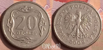 Польша 20 грошей 2009 года, Y# 280, 447-118