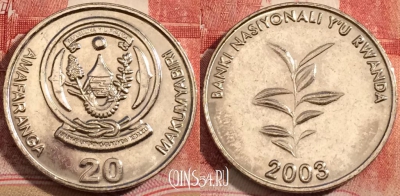 Руанда 20 франков 2003 года, KM# 25, 222-016