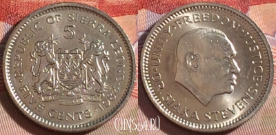 Сьерра-Леоне 5 центов 1984 года, KM# 33, UNC, 268-043