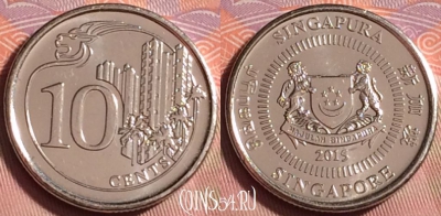 Сингапур 10 центов 2015 года, KM# 346, 229k-109