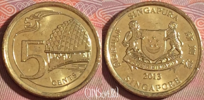 Сингапур 5 центов 2013 года, KM# 345, 120b-087
