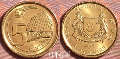 Сингапур 5 центов 2014 года, KM# 345, 207k-119