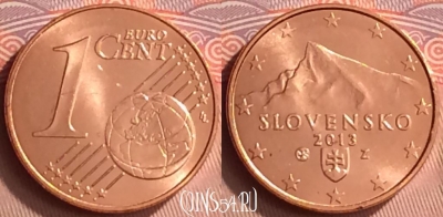 Словакия 1 евроцент 2013 года, KM# 95, UNC, 234m-081