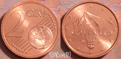 Словакия 2 евроцента 2011 года, KM# 96, UNC, 118k-033