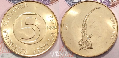 Словения 5 толаров 1998 года, КМ# 6, 119-016