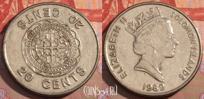 Соломоновы Острова 20 центов 1989 года, KM# 28, 105c-090