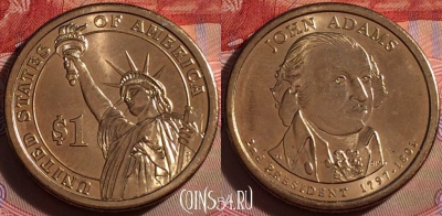 США 1 доллар 2007 года, John Adams, UNC, 102b-037