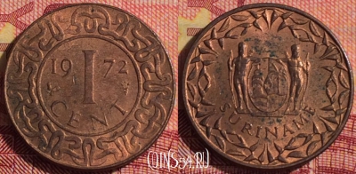 Суринам 1 цент 1972 года, KM# 11, 296i-091