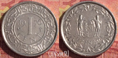 Суринам 1 цент 1976 года, KM# 11a, 291i-086