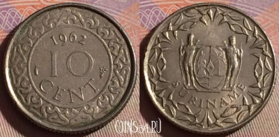 Суринам 10 центов 1962 года, KM# 13, 332-038