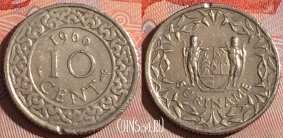Суринам 10 центов 1966 года, KM# 13, 265c-070