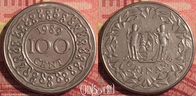 Суринам 100 центов 1989 года, KM# 23, 292i-082