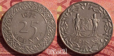 Суринам 25 центов 1972 года, KM# 14, 282i-054