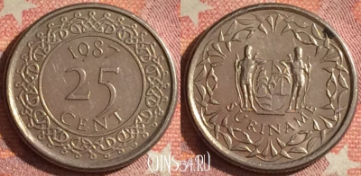 Суринам 25 центов 1987 года, KM# 14a, 135i-086