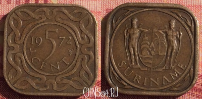 Суринам 5 центов 1972 года, KM# 12, 291i-120