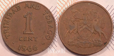 Тринидад и Тобаго 1 цент 1966 года, KM 1, 114-115