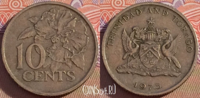 Тринидад и Тобаго 10 центов 1975 года, KM# 27, 103b-072