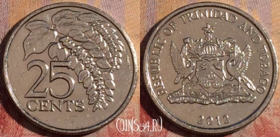 Тринидад и Тобаго 25 центов 2012 года, KM# 32, 170a-043
